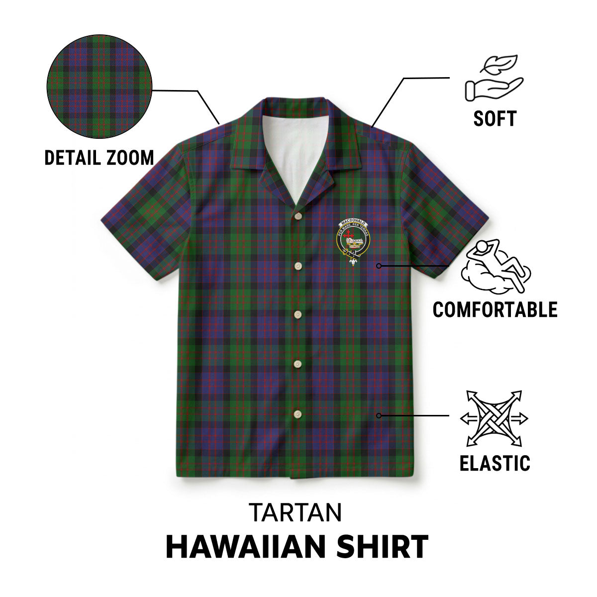 MacDonald Tartan Crest Hawaiian Shirt