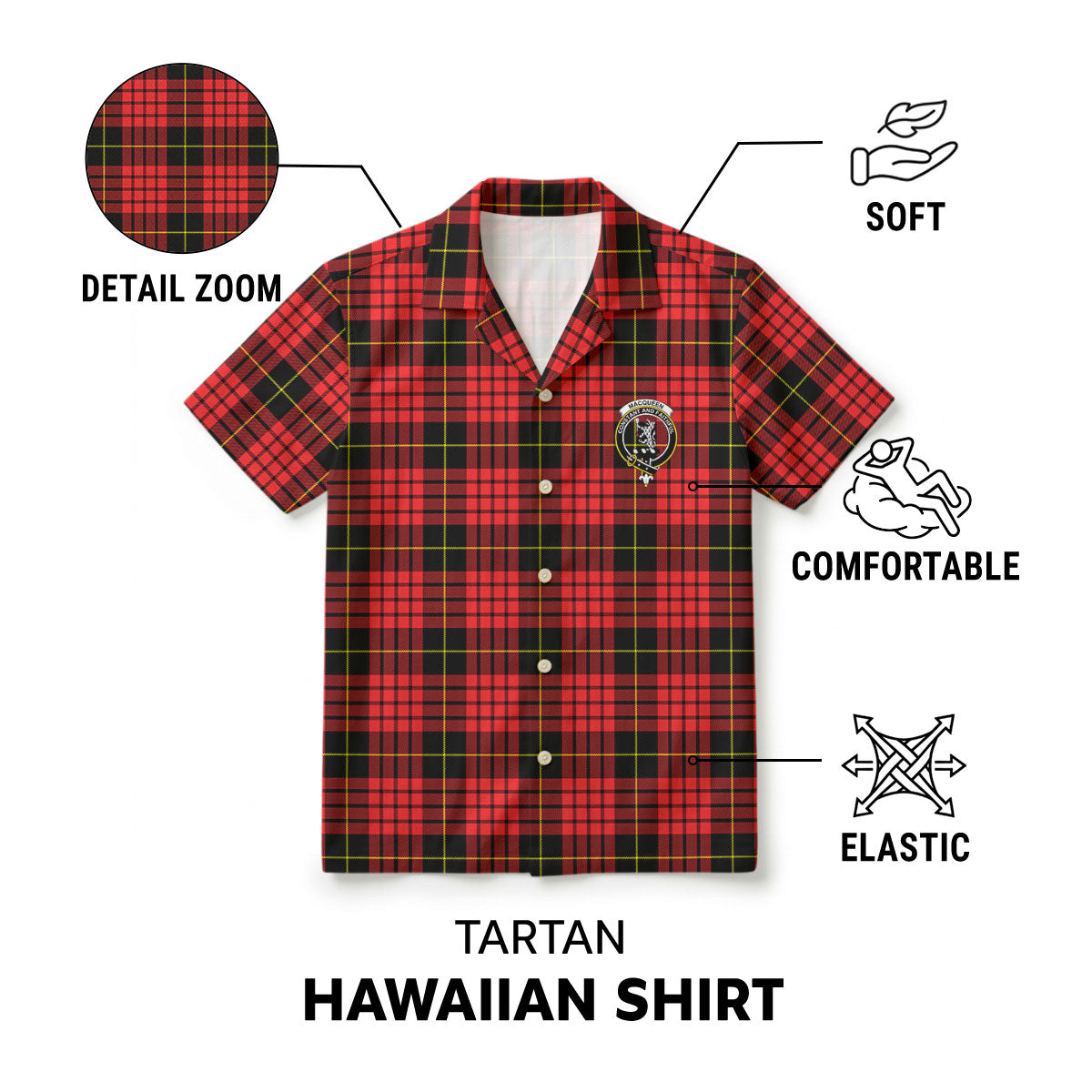 MacQueen Modern Tartan Crest Hawaiian Shirt