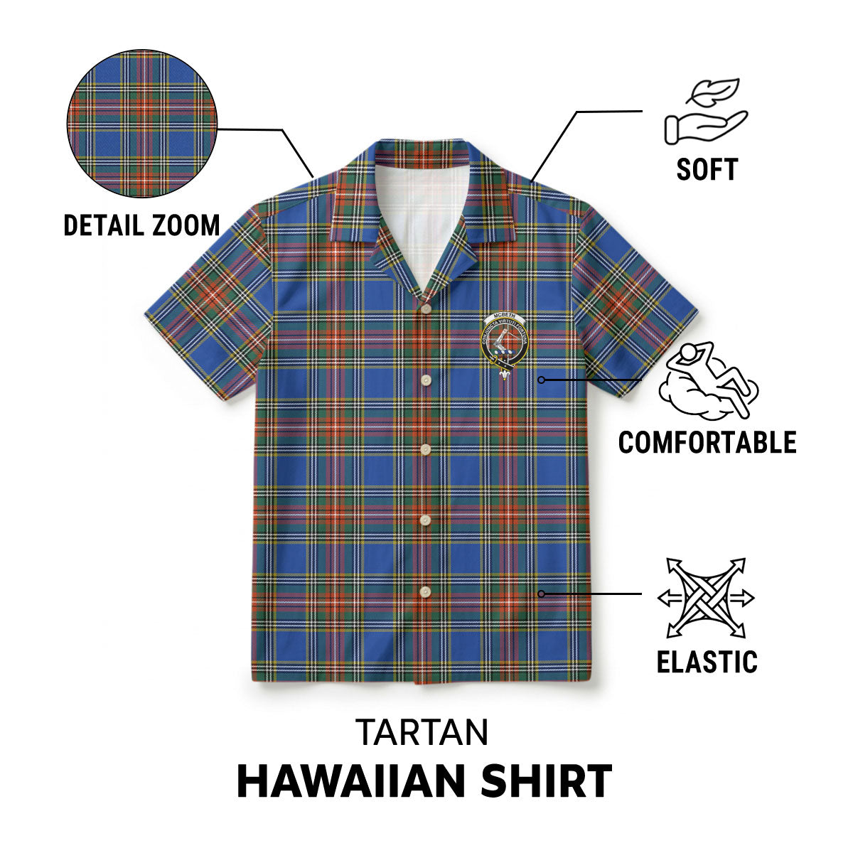 McBeth Ancient Tartan Crest Hawaiian Shirt