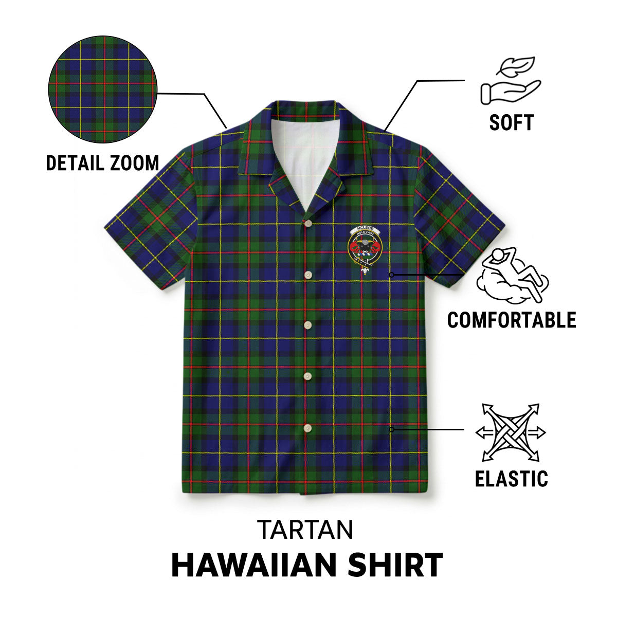 McLeod of Harris Modern Tartan Crest Hawaiian Shirt