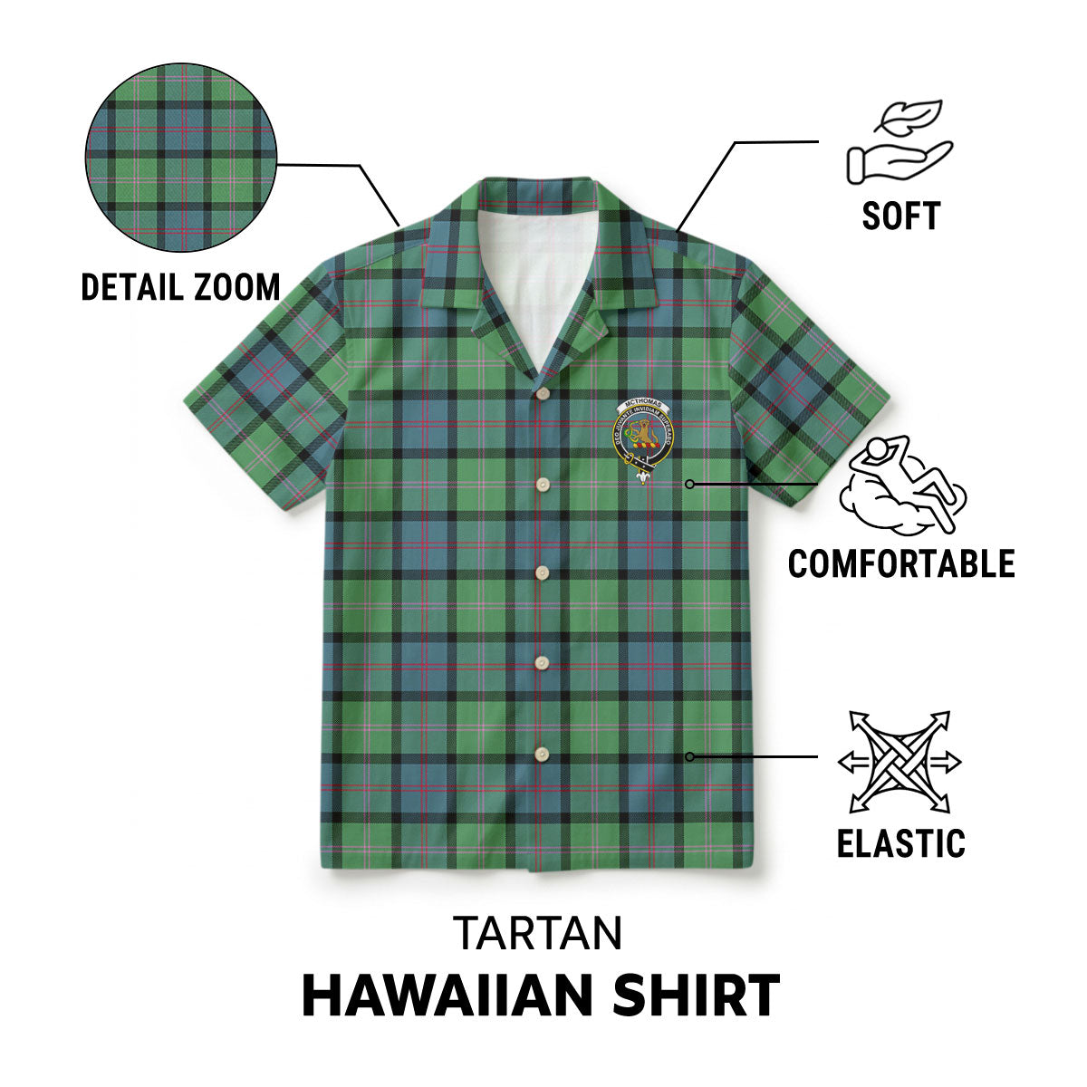 McThomas Ancient Tartan Crest Hawaiian Shirt