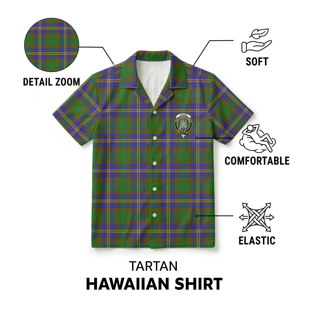 Strang (or Strange) Tartan Crest Hawaiian Shirt