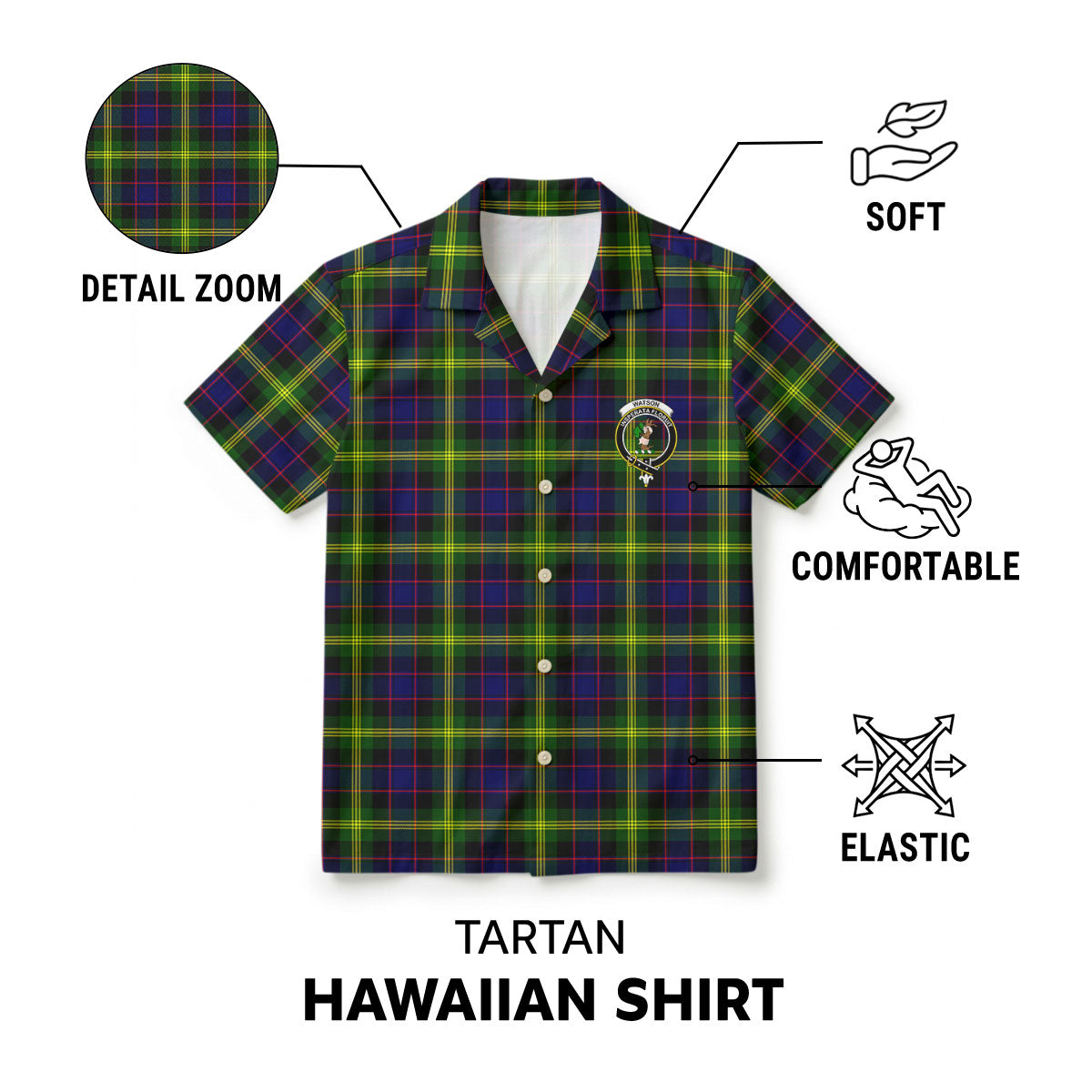 Watson Modern Tartan Crest Hawaiian Shirt