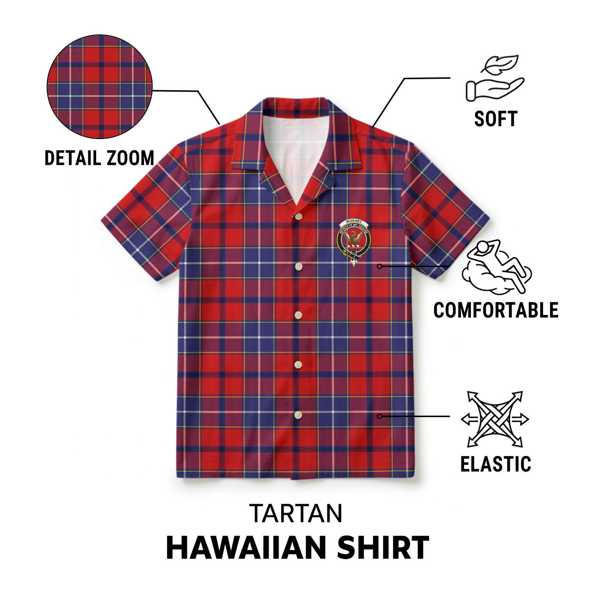Wishart Dress Tartan Crest Hawaiian Shirt