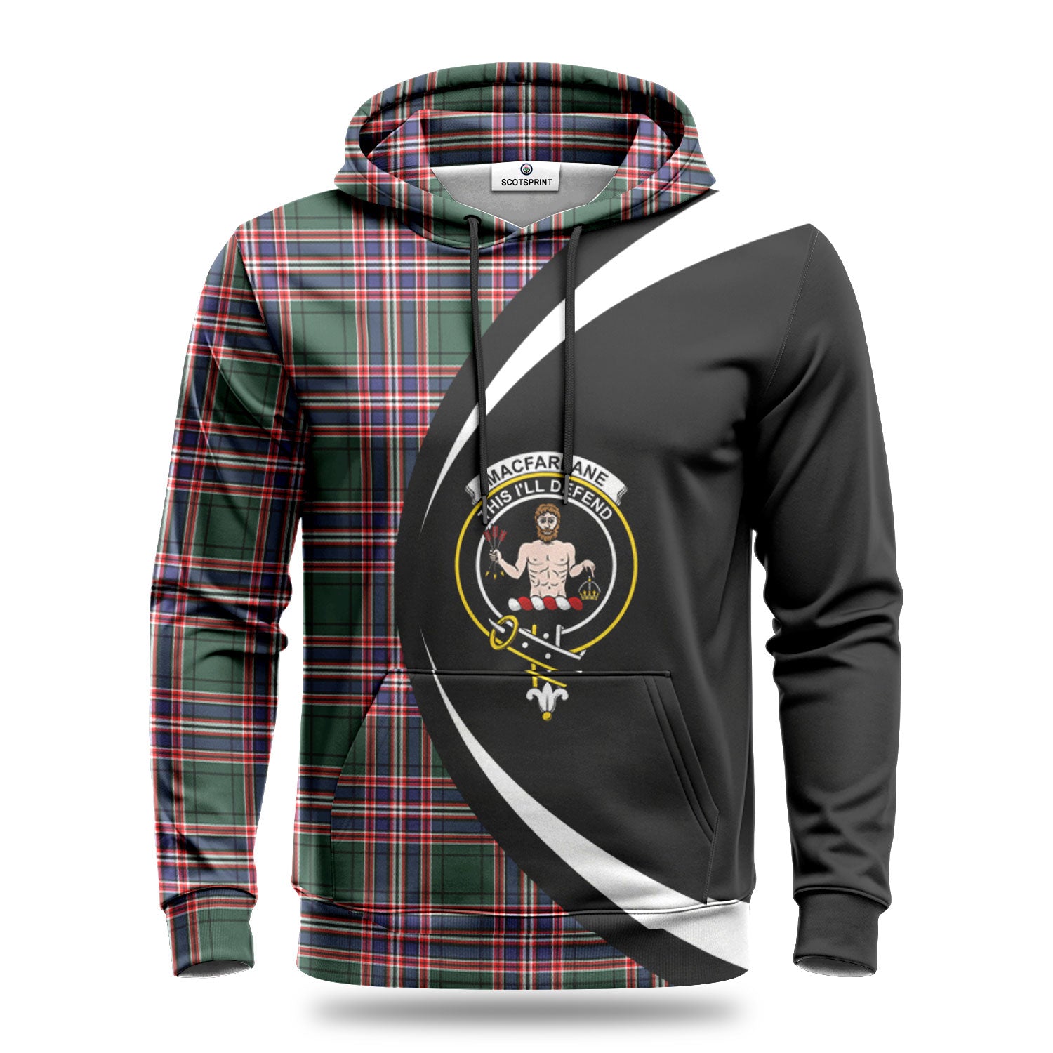 MacFarlane Hunting Modern Tartan Crest Hoodie - Circle Style