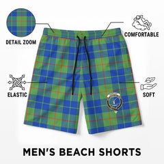 Barclay Hunting Ancient Tartan Crest Men's Beach Shorts
