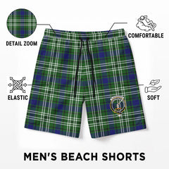 Blackadder Tartan Crest Men's Beach Shorts