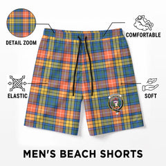 Buchanan Ancient Tartan Crest Men's Beach Shorts