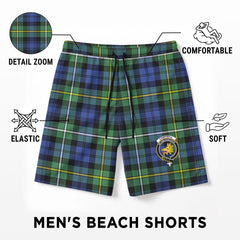 Campbell Argyll Ancient Tartan Crest Men's Beach Shorts