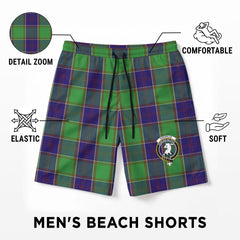 Colville Tartan Crest Men's Beach Shorts