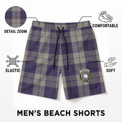 Cunningham Dress Blue Dancers Tartan Crest Men's Beach Shorts