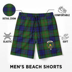 Dundas Modern Tartan Crest Men's Beach Shorts