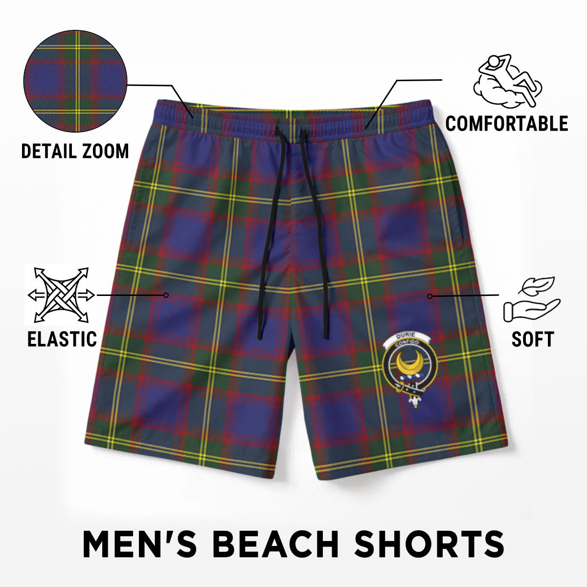 Durie Tartan Crest Men's Beach Shorts