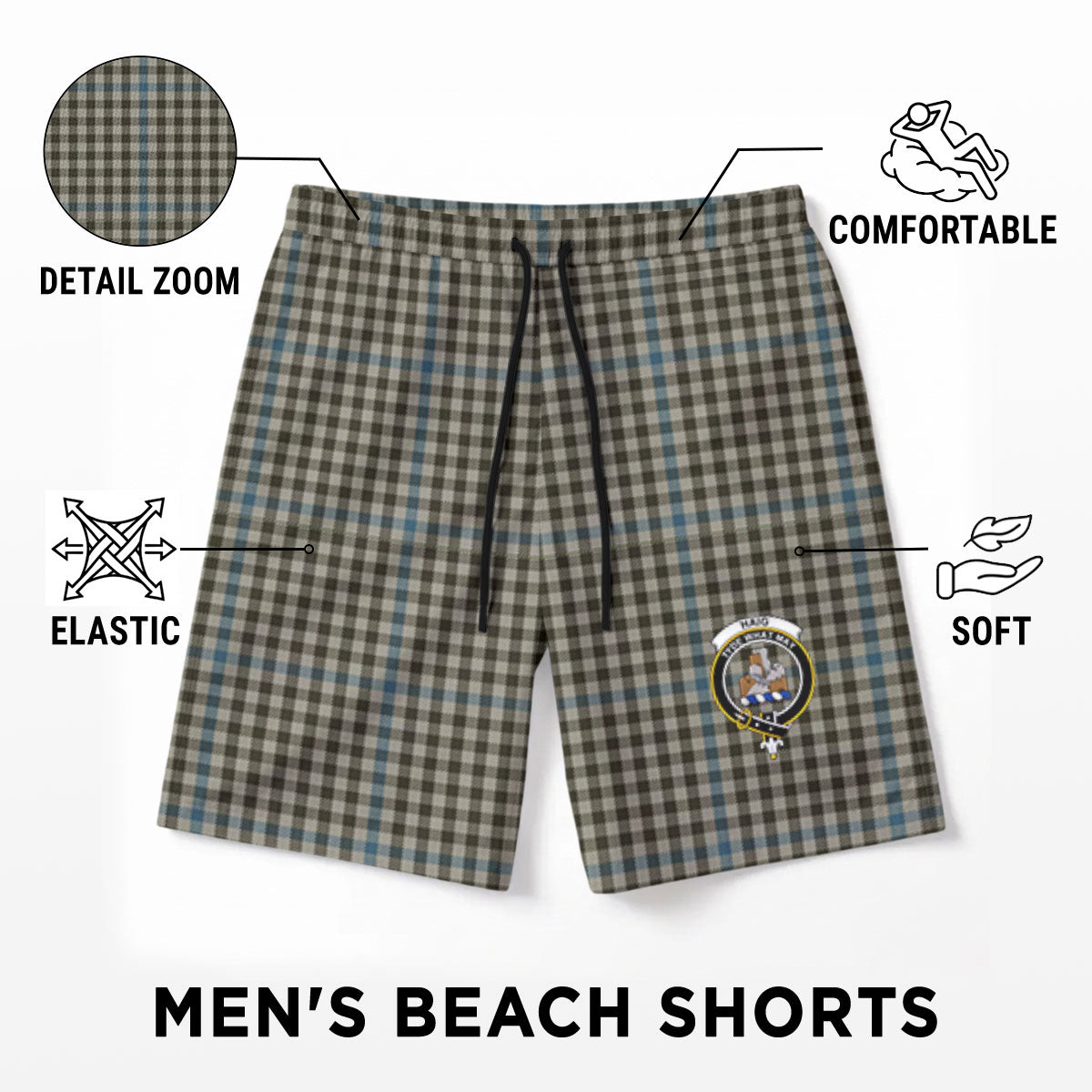 Haig Check Tartan Crest Men's Beach Shorts