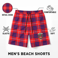 Hamilton Modern Tartan Crest Men's Beach Shorts