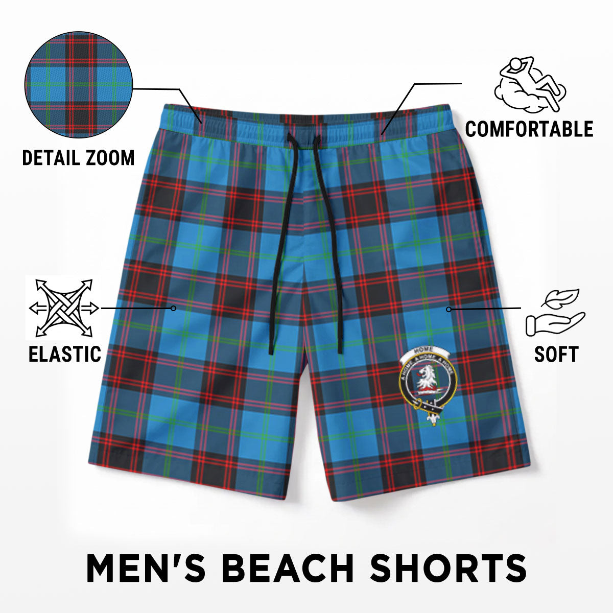 Home Ancient Tartan Crest Men's Beach Shorts