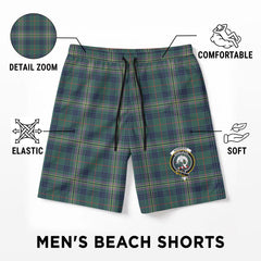 Kennedy Modern Tartan Crest Men's Beach Shorts