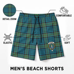 Kirkpatrick Ancient Tartan Crest Men's Beach Shorts