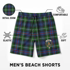 MacKenzie Modern Tartan Crest Men's Beach Shorts