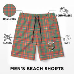 MacKinnon Ancient Tartan Crest Men's Beach Shorts