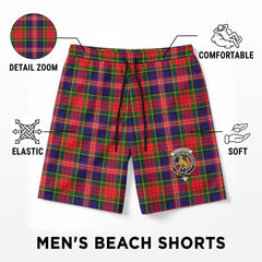 MacPherson Modern Tartan Crest Men's Beach Shorts