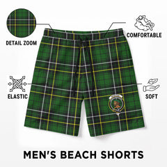 McAlpine Modern Tartan Crest Men's Beach Shorts