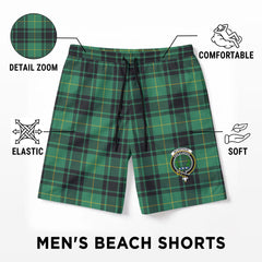 McArthur Ancient Tartan Crest Men's Beach Shorts