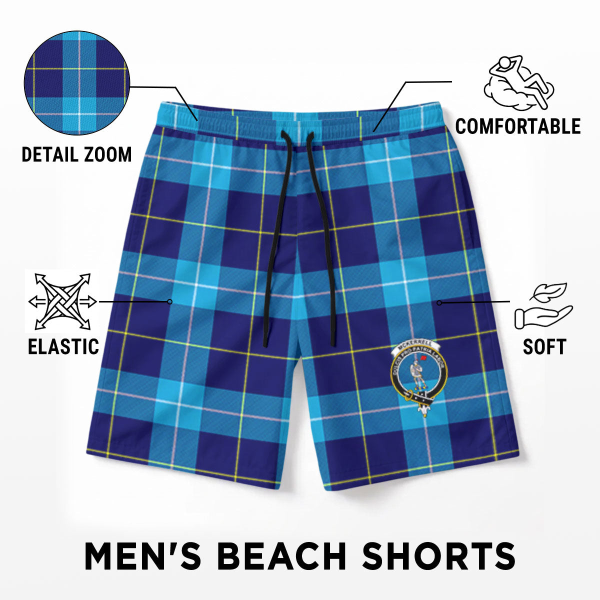 McKerrell Tartan Crest Men's Beach Shorts