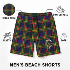 McLellan Modern Tartan Crest Men's Beach Shorts