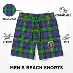Meldrum Tartan Crest Men's Beach Shorts