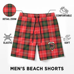 Nesbitt Modern Tartan Crest Men's Beach Shorts