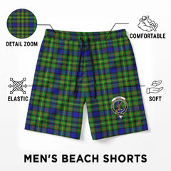 Rollo Modern Tartan Crest Men's Beach Shorts