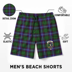 Russell Modern Tartan Crest Men's Beach Shorts