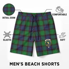 Stewart Old Modern Tartan Crest Men's Beach Shorts