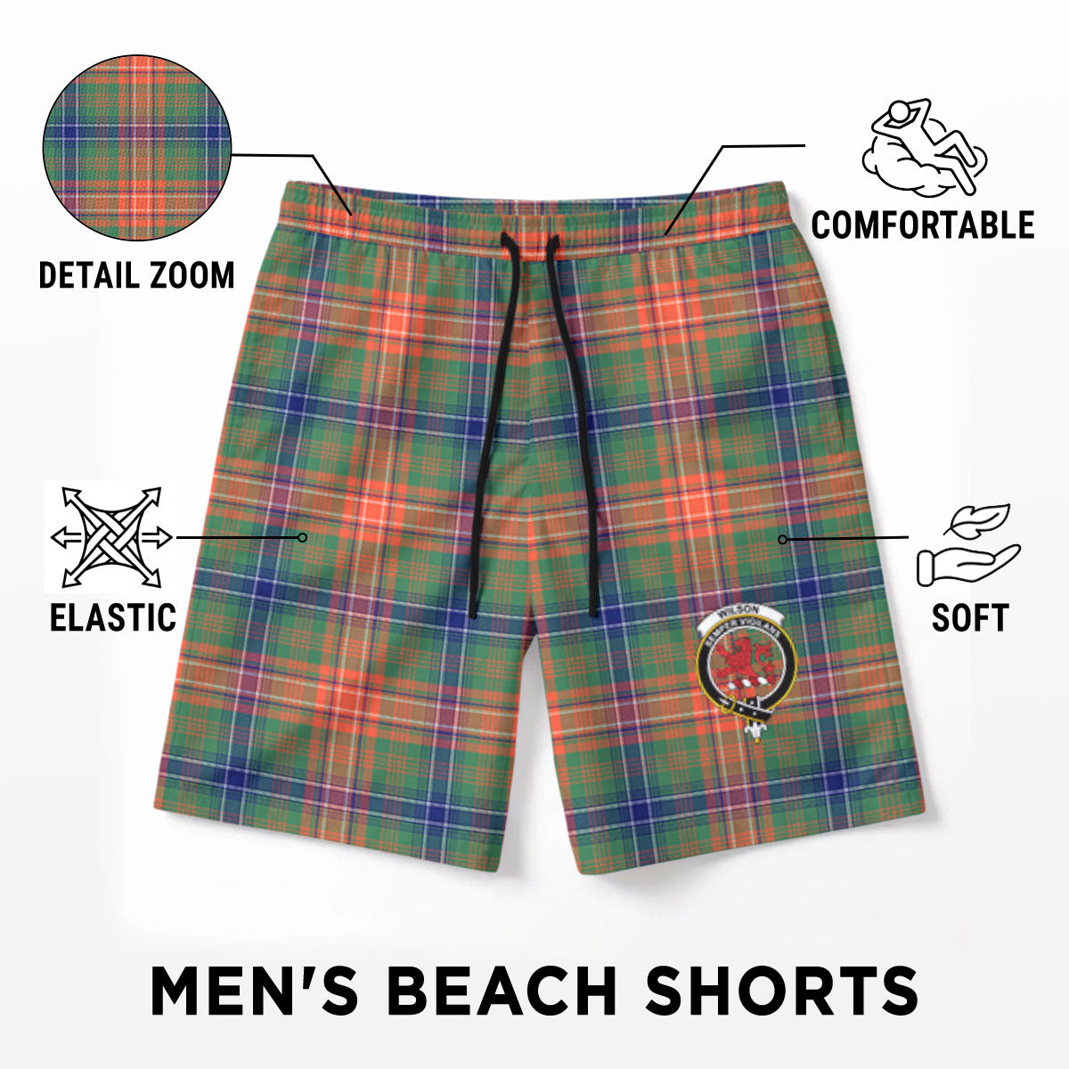 Wilson Ancient Tartan Crest Men's Beach Shorts