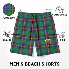 Young Modern Tartan Crest Men's Beach Shorts