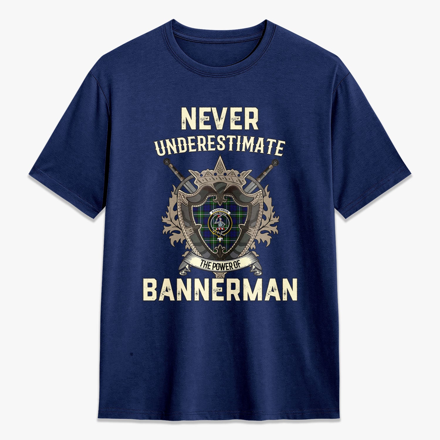Bannerman Tartan Crest 2D T-shirt - Never Underestimate Style