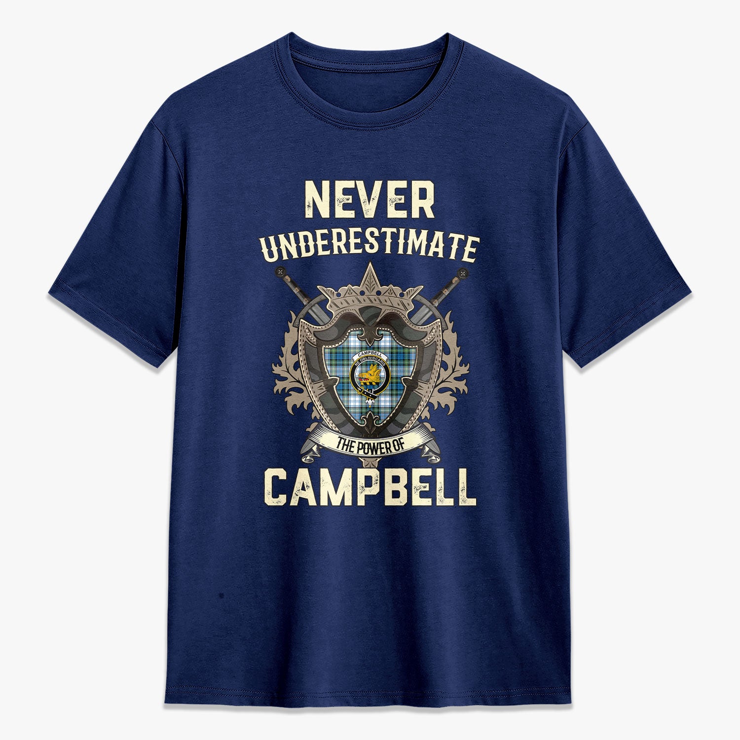 Campbell Dress Ancient Tartan Crest 2D T-shirt - Never Underestimate Style