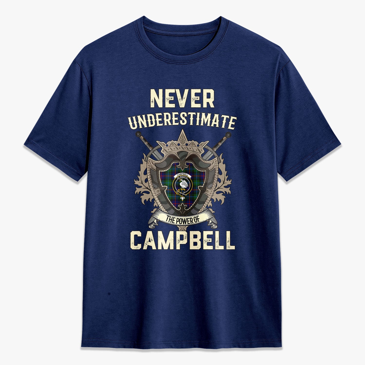 Campbell of Cawdor Modern Tartan Crest 2D T-shirt - Never Underestimate Style