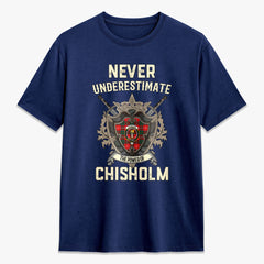 Chisholm Modern Tartan Crest 2D T-shirt - Never Underestimate Style