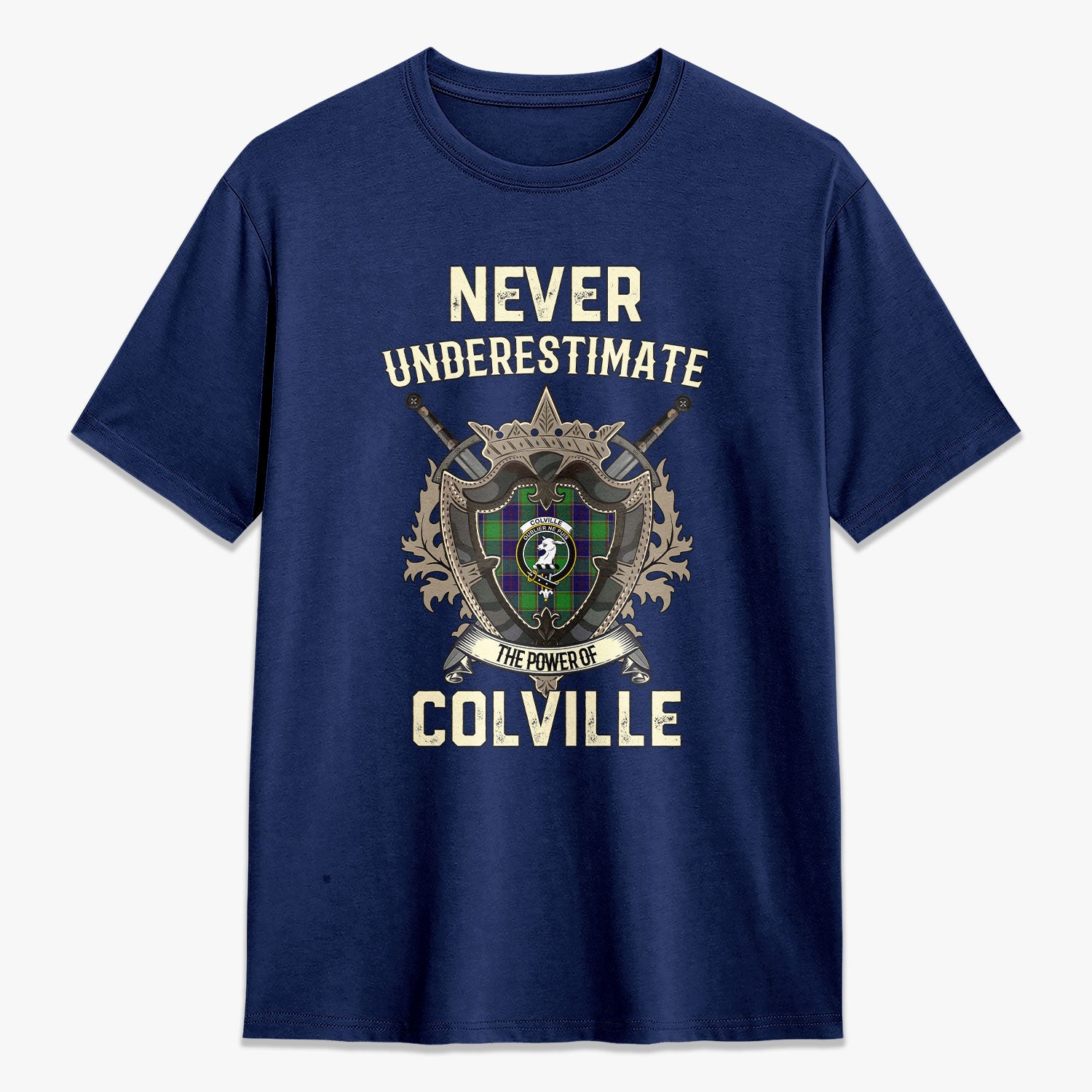 Colville Tartan Crest 2D T-shirt - Never Underestimate Style