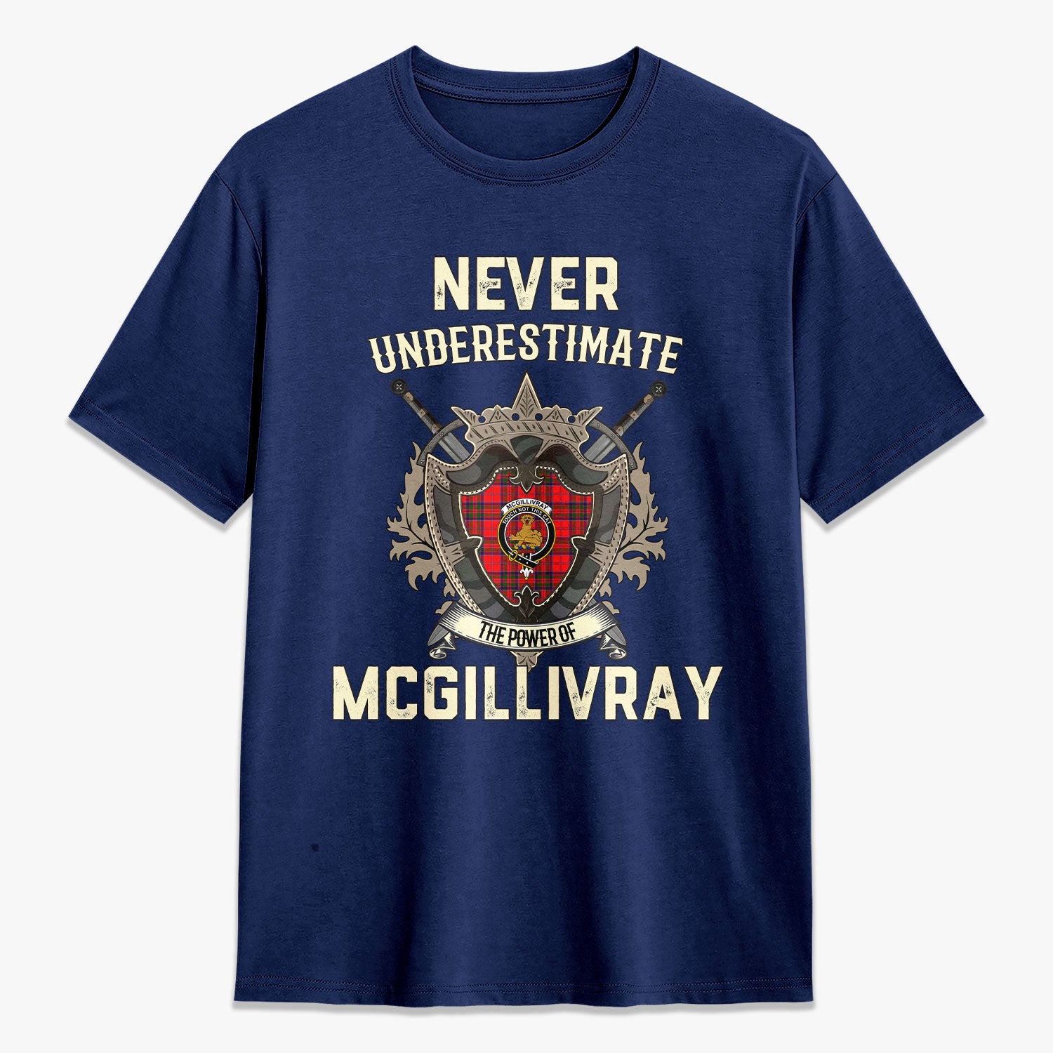 McGillivray Modern Tartan Crest 2D T-shirt - Never Underestimate Style