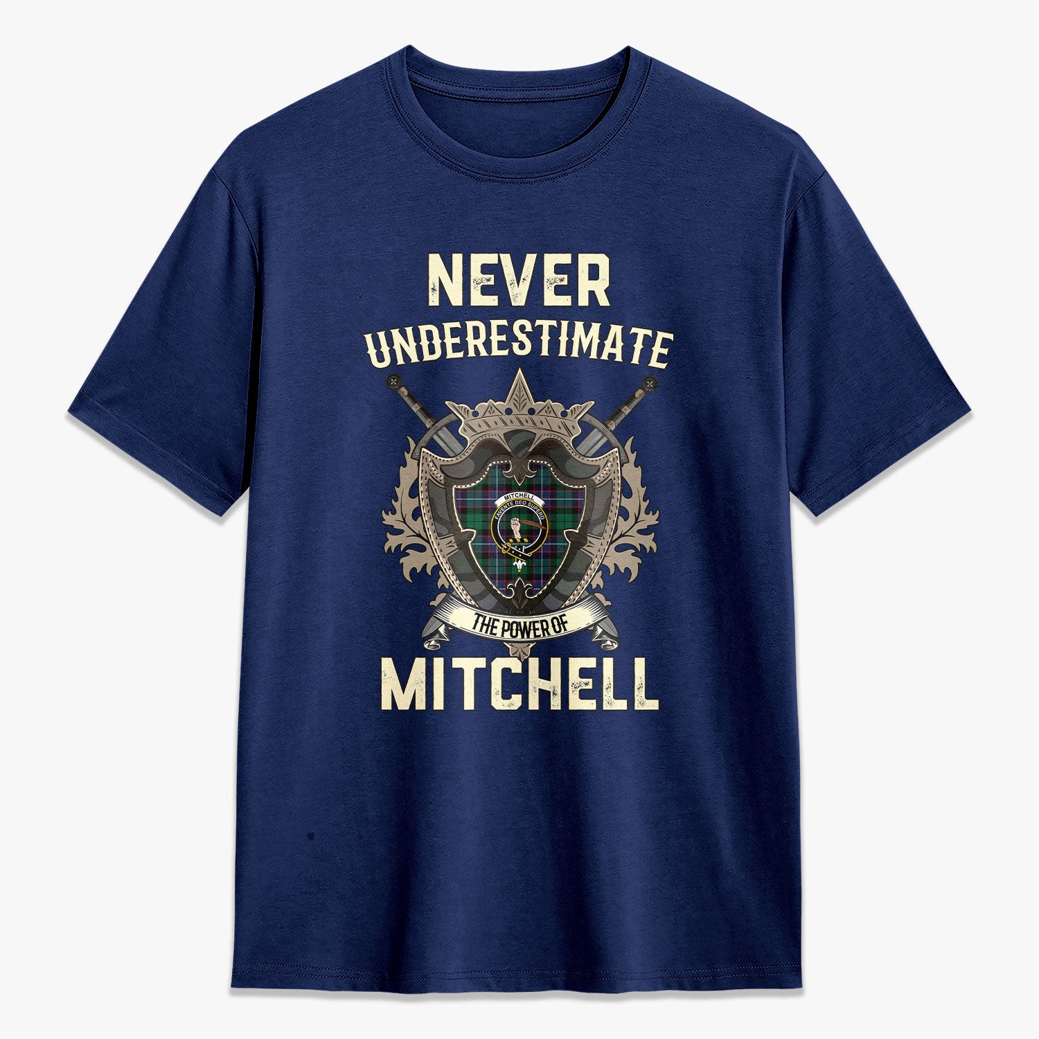 Mitchell Modern Tartan Crest 2D T-shirt - Never Underestimate Style