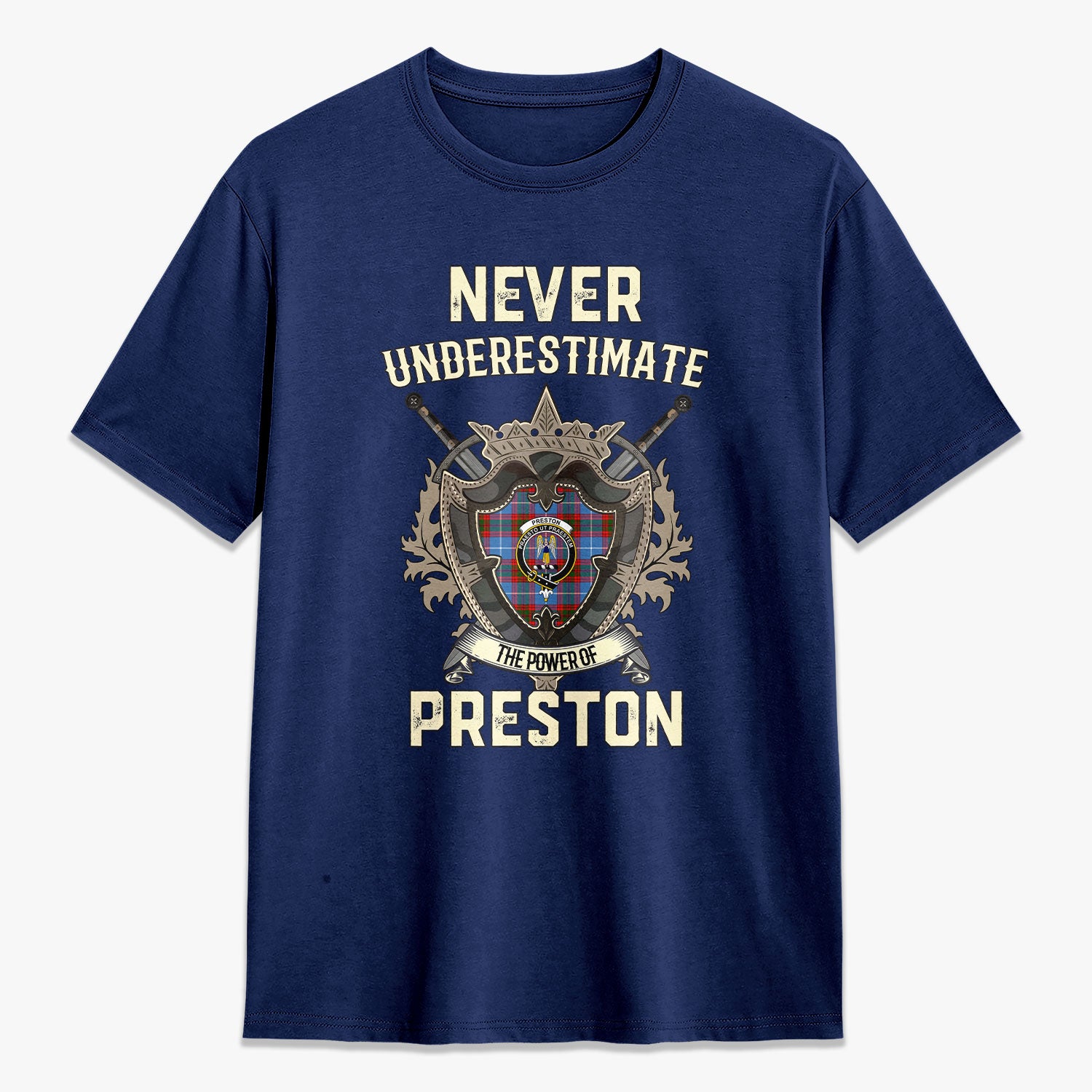 Preston Tartan Crest 2D T-shirt - Never Underestimate Style