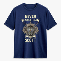 Scott Black & White Modern Tartan Crest 2D T-shirt - Never Underestimate Style