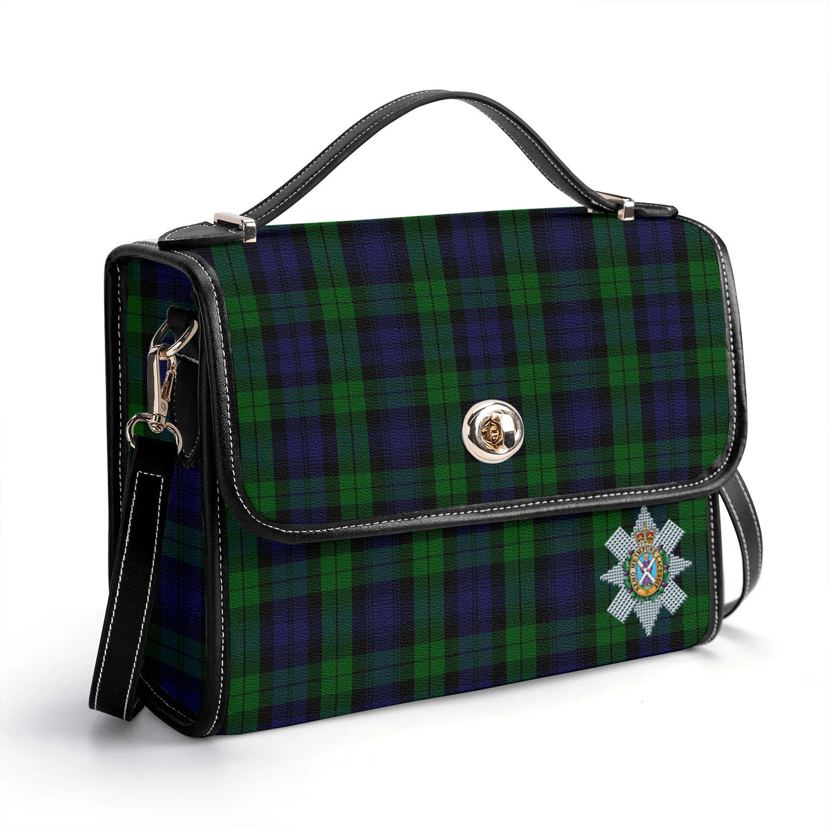 Black Watch Tartan Crest Satchel Bag
