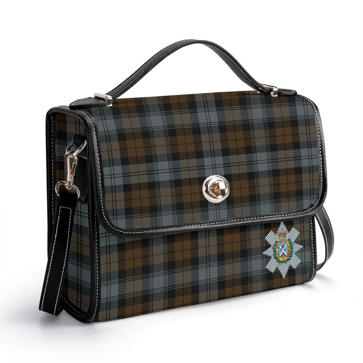 Black Watch Weathered Tartan Crest Satchel Bag