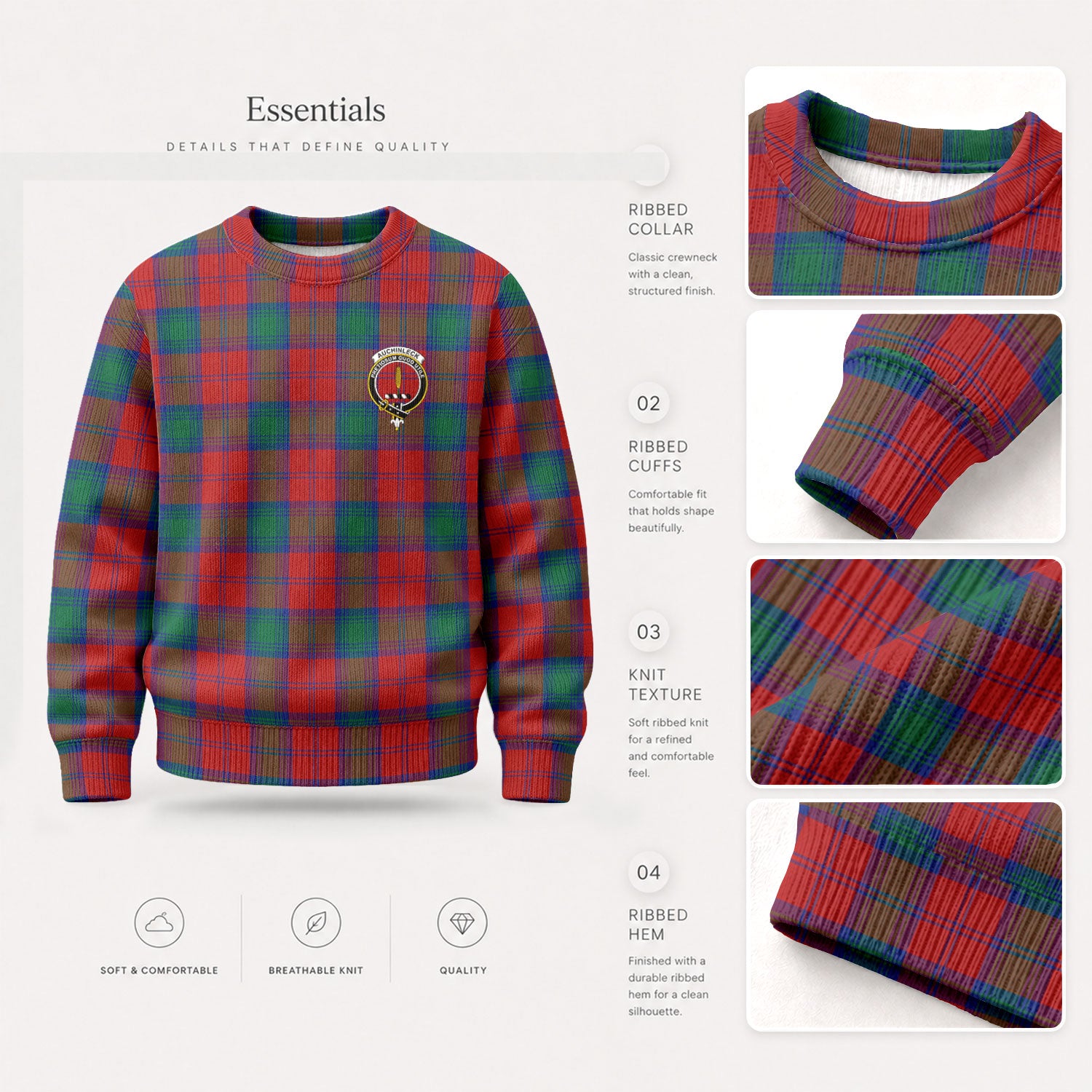 Auchinleck Tartan Crest Sweater