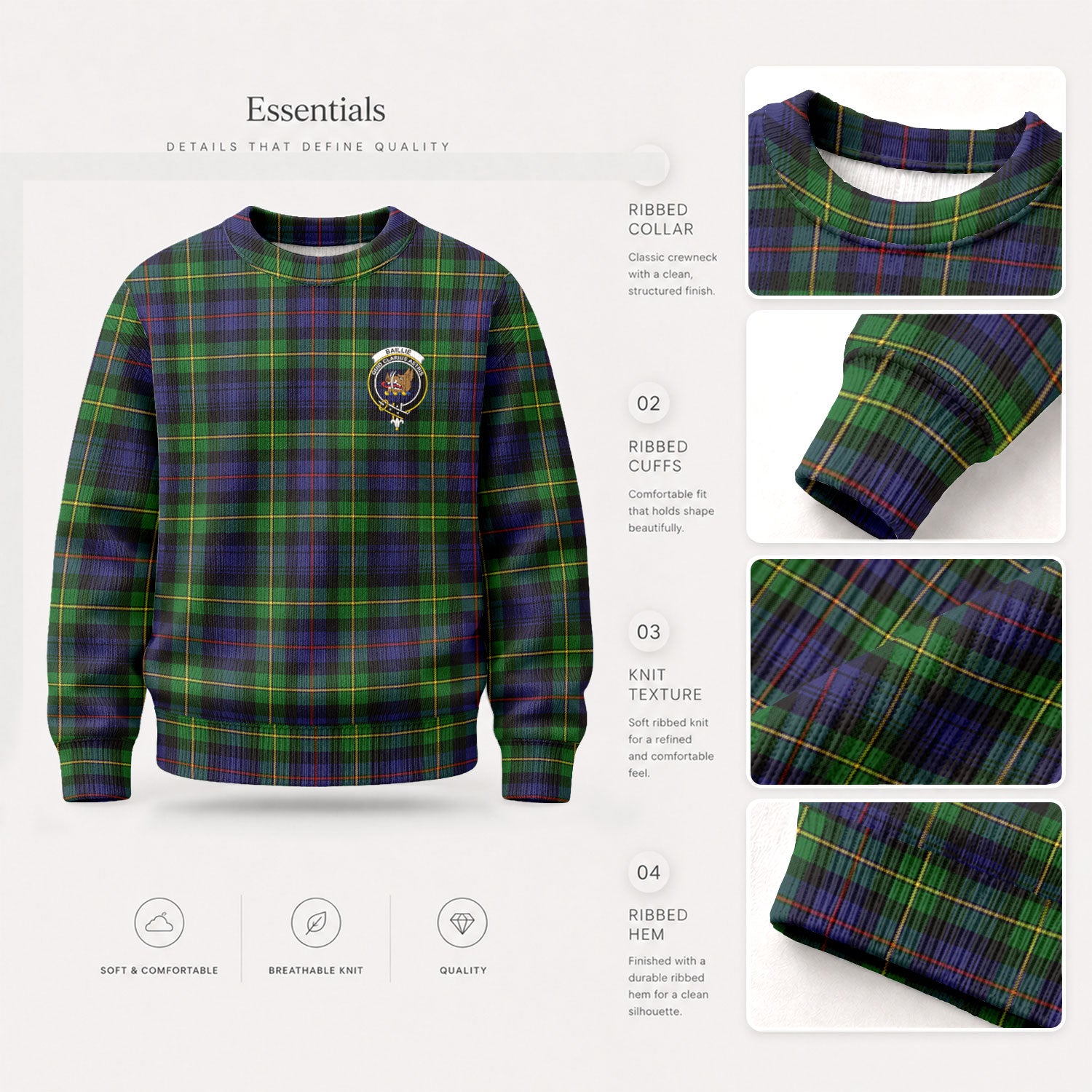 Baillie Tartan Crest Sweater