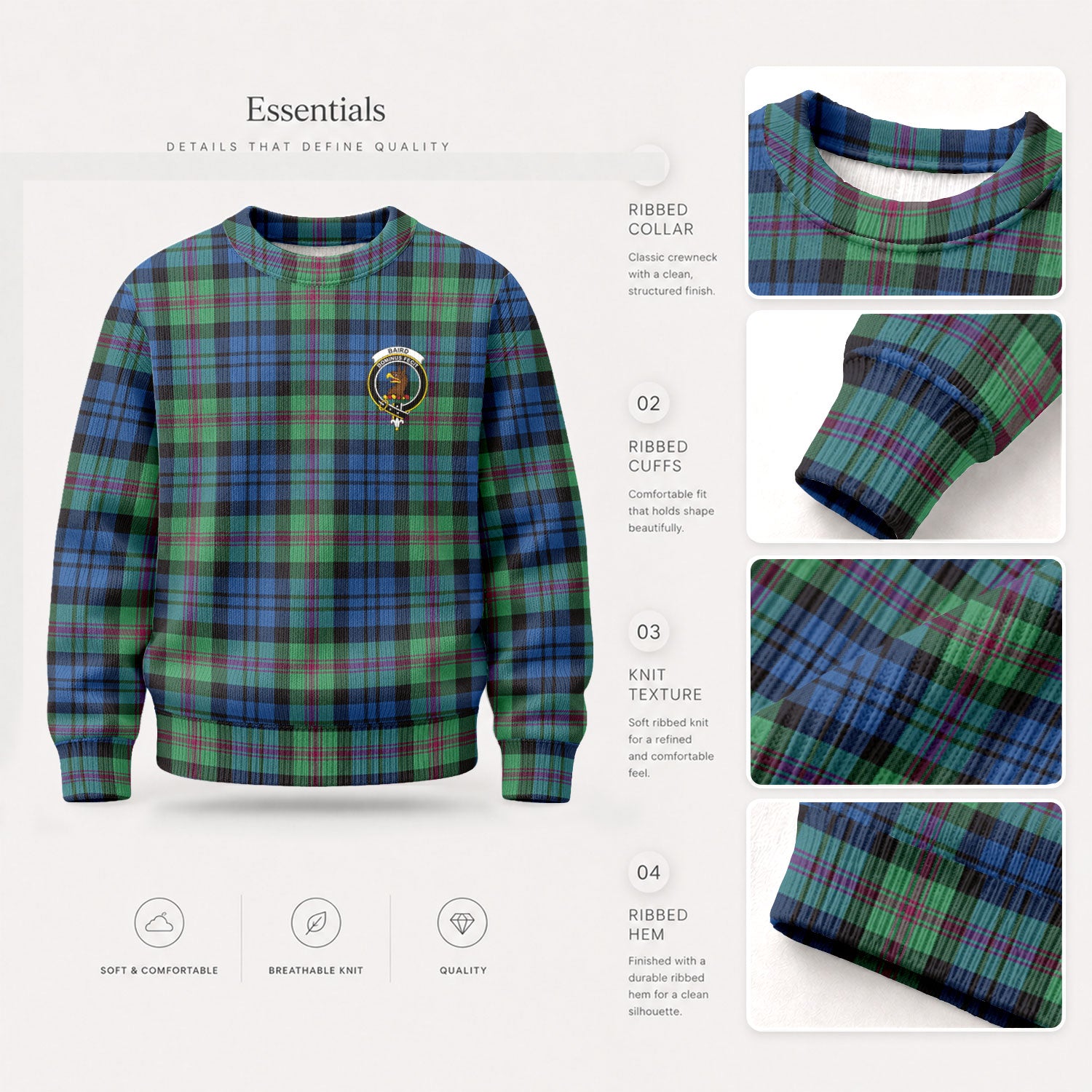 Baird Ancient Tartan Crest Sweater